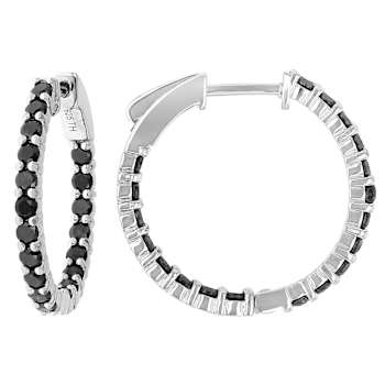 Black Diamond Huggie Earrings In Sterling Silver 1.25ctw