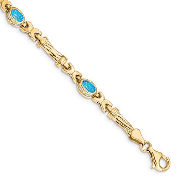 10k Yellow Gold Blue Topaz 4 Stone Bracelet