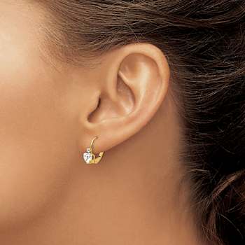 14k Yellow Gold Cubic Zirconia Heart Earrings