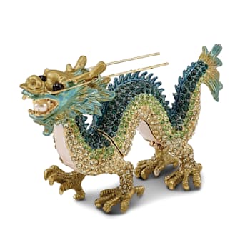 Bejeweled CHI Chinese Dragon Necklace with Trinket Box