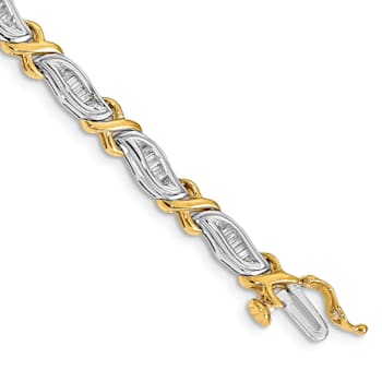 14k Yellow Gold and 14k White Gold Baguette Diamond Bracelet