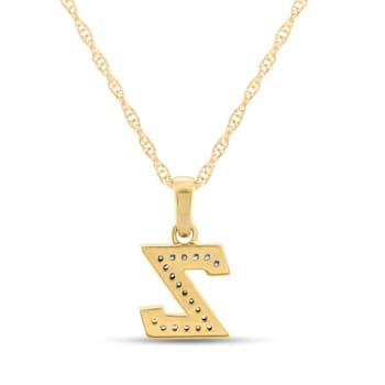 White Diamond Accent 10k Yellow Gold Z Initial Pendant With 18” Rope Chain