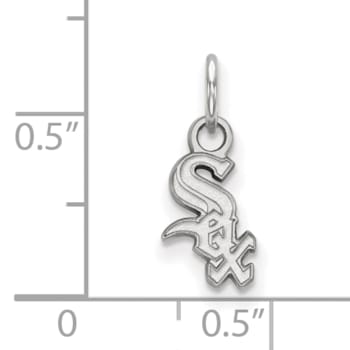 Rhodium Over Sterling Silver MLB Chicago White Sox LogoArt Pendant