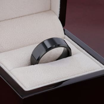 INFINITY Black Tungsten Ring with Beveled Edges 8mm