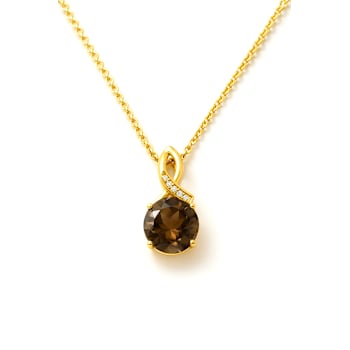Round Natural Black Onyx 14K Yellow Gold Over Sterling Silver Pendant
with Chain