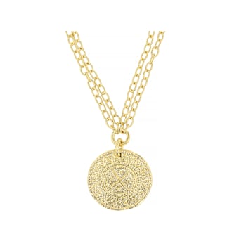Medallion Pendant Necklace In 18K Gold Over Bronze 22 Inch