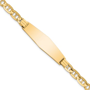 14k Yellow Gold Mariner Link Soft Diamond Shape ID Bracelet