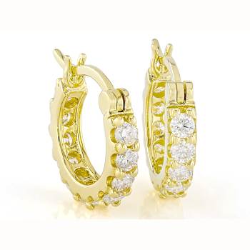 Round Moissanite Hoop Earrings In 14K Gold Over Sterling Silver