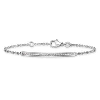 14K Yellow Gold with White Rhodium Diamond Bar 7.5-inch Bracelet