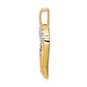 10k Yellow Gold and Rhodium Over 10k Yellow Gold 0.15 cttw Diamond Heart Pendant