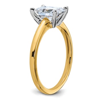 14K Yellow Gold With White Gold Accents 1 3/4 ct. D E F Pure Light
Emerald Moissanite Solitaire Ring