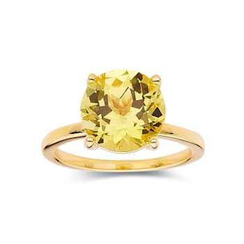 Round Lab Created Yellow Sapphire 18K Yellow Gold Over Sterling Silver
Solitaire Ring 4.00ct