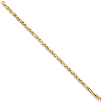 14k Yellow Gold 4.1mm Hand-Polished Byzantine Link Bracelet