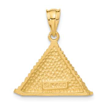 14k Yellow Gold Brushed and Diamond-Cut Pyramid Pendant