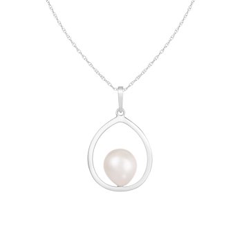 14k White Gold Dangling Cultured 9mm Freshwater Pearl Pendant, 18"
Chain Included