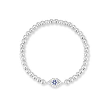 Sterling Statements Rhodium Over Sterling Silver Cubic Zirconia Evil Eye
Ball Stretch Bracelet
