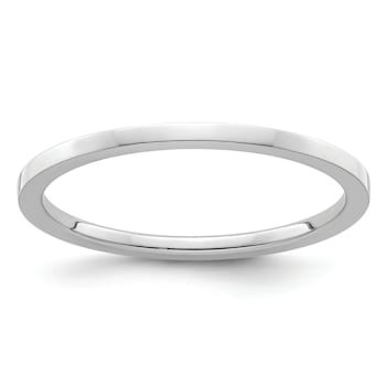 Rhodium Over 10K White Gold 1.2mm Flat Stackable Expressions Band