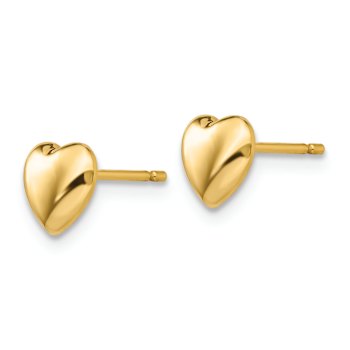 14k Yellow Gold 6mm Polished Heart Stud Earrings