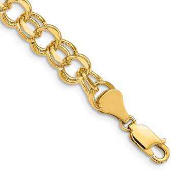 14k Yellow Gold 8mm Double Link Charm Bracelet