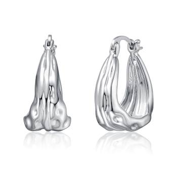 Sculptural Waterfall Hoop Earrings In Rhodium Over Brass