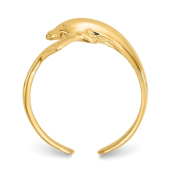 14K Yellow Gold Dolphin Toe Ring