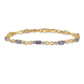 14k Yellow Gold and Rhodium Over 14k Yellow Gold Open-Link Diamond and
Tanzanite Bracelet