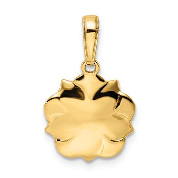 14k Two-tone Gold Diamond-Cut Flower Pendant