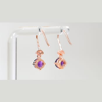 Amethyst and CZ 1.59 Ctw Round 18K Rose Gold Over Sterling Silver Drop
Earrings Jewelry.