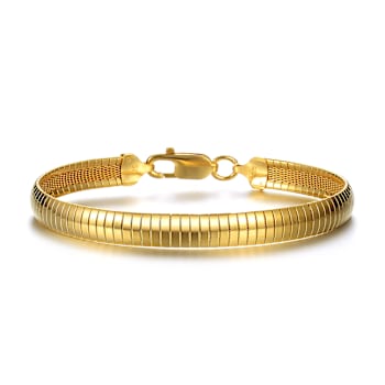 Polished Omega Bracelet In 14K Gold Over Brass