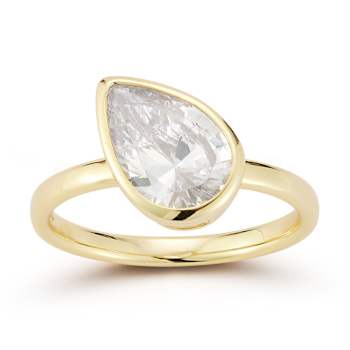 Rachel Zoe Pear-Shaped CZ Solitaire Ring in 14K Gold Over Sterling Silver