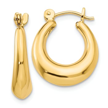 14k Yellow Gold 3/4" Polished Oval Hoop Earrings