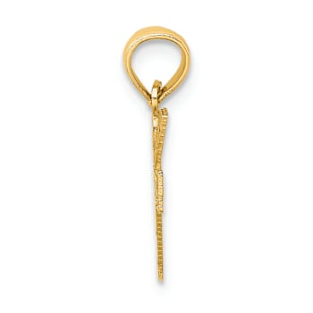 14k Yellow Gold Textured I Love (Heart) Golf Club and Ball Charm