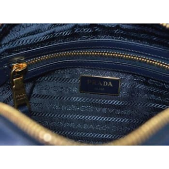 Prada Tessuto Nylon Blue Zip Calf Leather Crossbody Bag