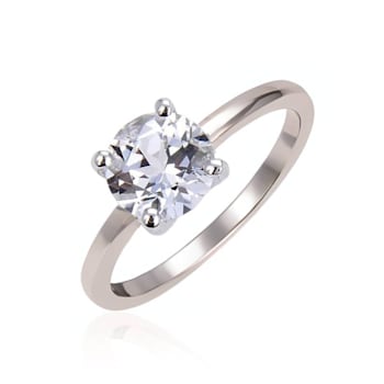 Rhodium Over Sterling Silver White Topaz Solitaire Ring 2.50ct