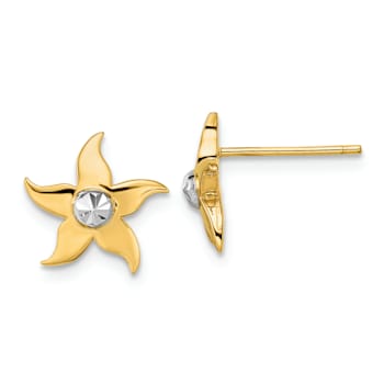 14K Yellow Gold and Rhodium Over 14K Yellow Gold Diamond-Cut Starfish
Stud Earrings