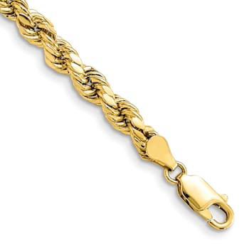 10k Yellow Gold 4.9mm Diamond-Cut Rope Link Bracelet