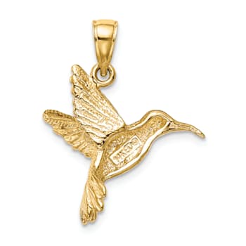14K Yellow Gold Hummingbird Pendant