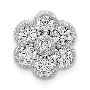 Rhodium Over 14K White Gold Lab Grown Diamond SI1/SI2, G H I, Floral
Chain Slide Pendant 0.50ctw