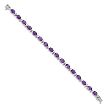 Rhodium Over 14k White Gold Amethyst Bracelet