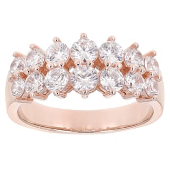 White Cubic Zirconia 18K Rose Gold Over Sterling Silver Band Ring 2.70ctw