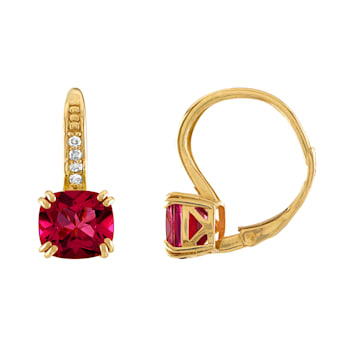 10K Yellow Gold Pink Topaz and Diamond Leverback Earrings 2.76ctw