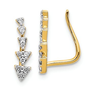 14K Yellow Gold Lab Grown Diamond Ear Climber Earrings