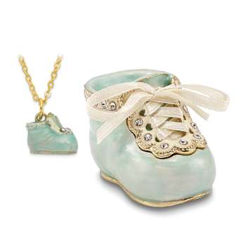IT'S A BOY Blue Baby Bootie Trinket Box