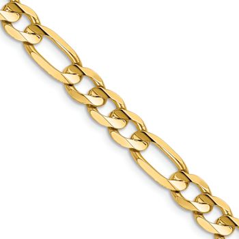 14k Yellow Gold 6.75mm Solid Concave Open Figaro 20 Inch Chain