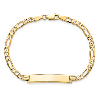 10k Yellow Gold Figaro Link ID Bracelet