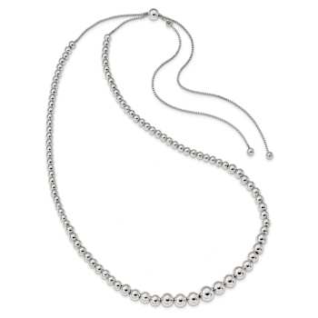 Sterling Silver Graduated Beads Adjustable Necklace
