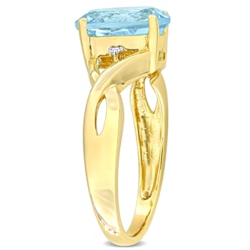 Sky Blue Topaz and Diamond 10K Yellow Gold Ring 3.81ctw