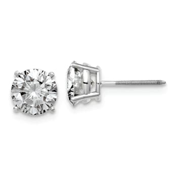 Rhodium Over 14K White Gold 2ct. 6.5mm Round G H I True Light Moissanite
Screwback Earrings