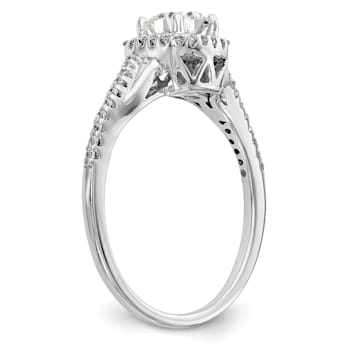 Rhodium Over 14K White Gold Lab Grown Diamond Complete Cushion Halo
Engagement Ring 0.70ctw