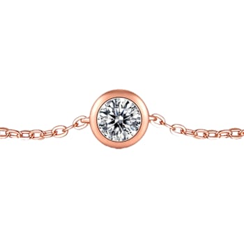 Moissanite Bezel Station Bracelet In 18K Rose Gold Over Sterling Silver 0.50ct